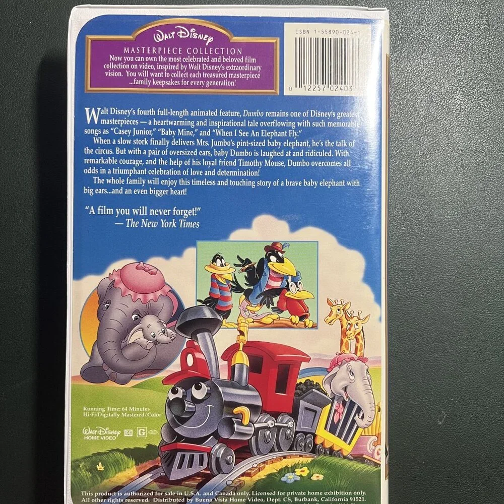 Disney VHS - Dumbo (1995) - Masterpiece Collection - Catalog 024-7